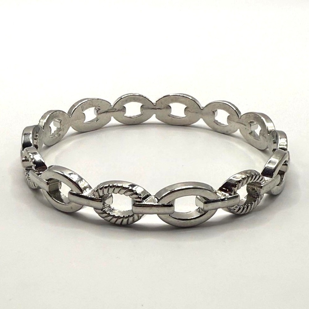 Silver‎ Tone Oval Link Bracelet Modern Chunky